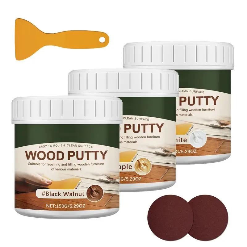 Wypełniacz do drewna Szpachlówka 150g Stainable Wood Crack Filler Zestaw do naprawy mebli drewnianych Wypełniacz do otworów drewnianych do szafek Stoły Podłogi Drzwi