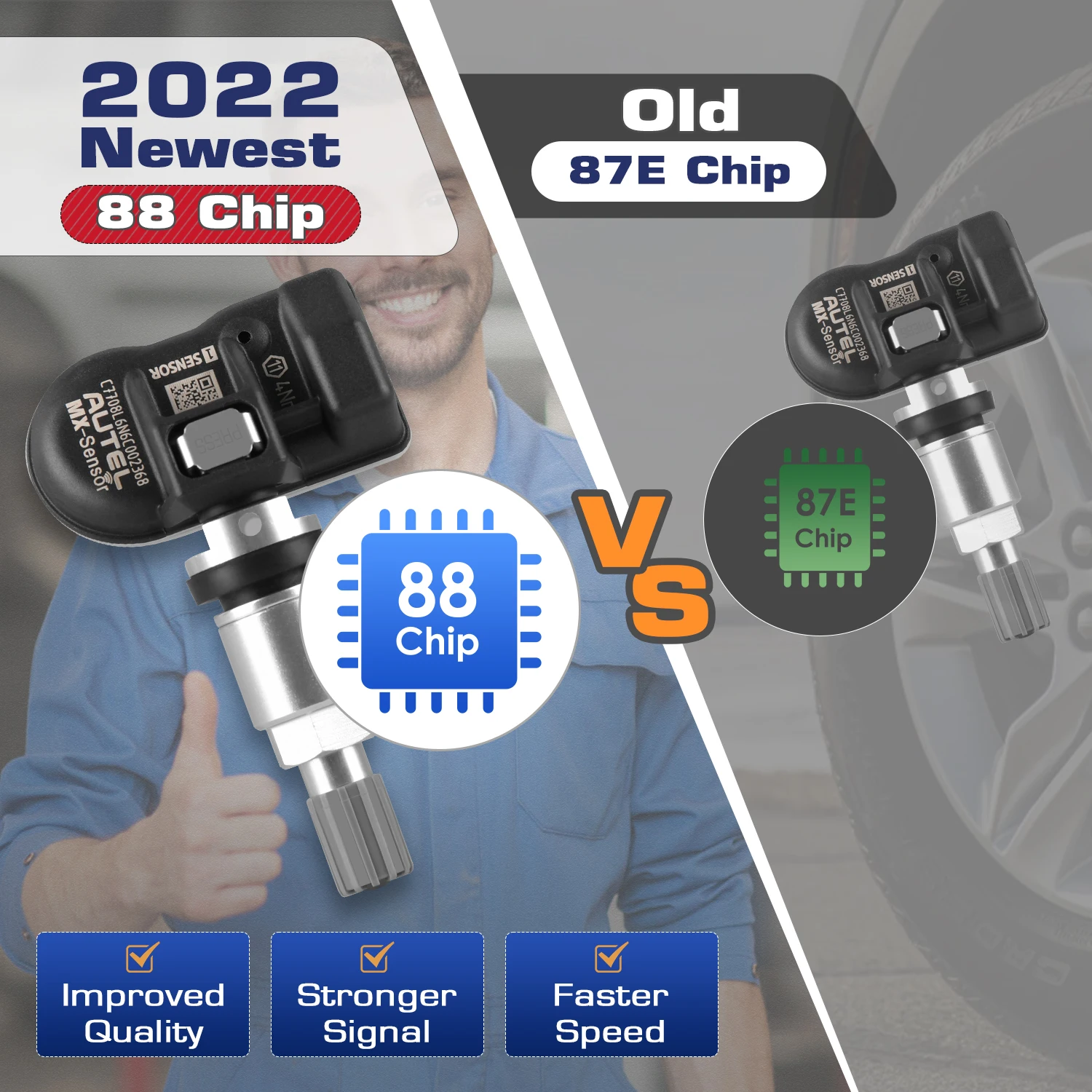 Autel – capteur TPMS MX 2 en 1, 315/433MHz, avec programmation clonable, pour outil de surveillance de la pression des pneus de voiture, TS501/TS508