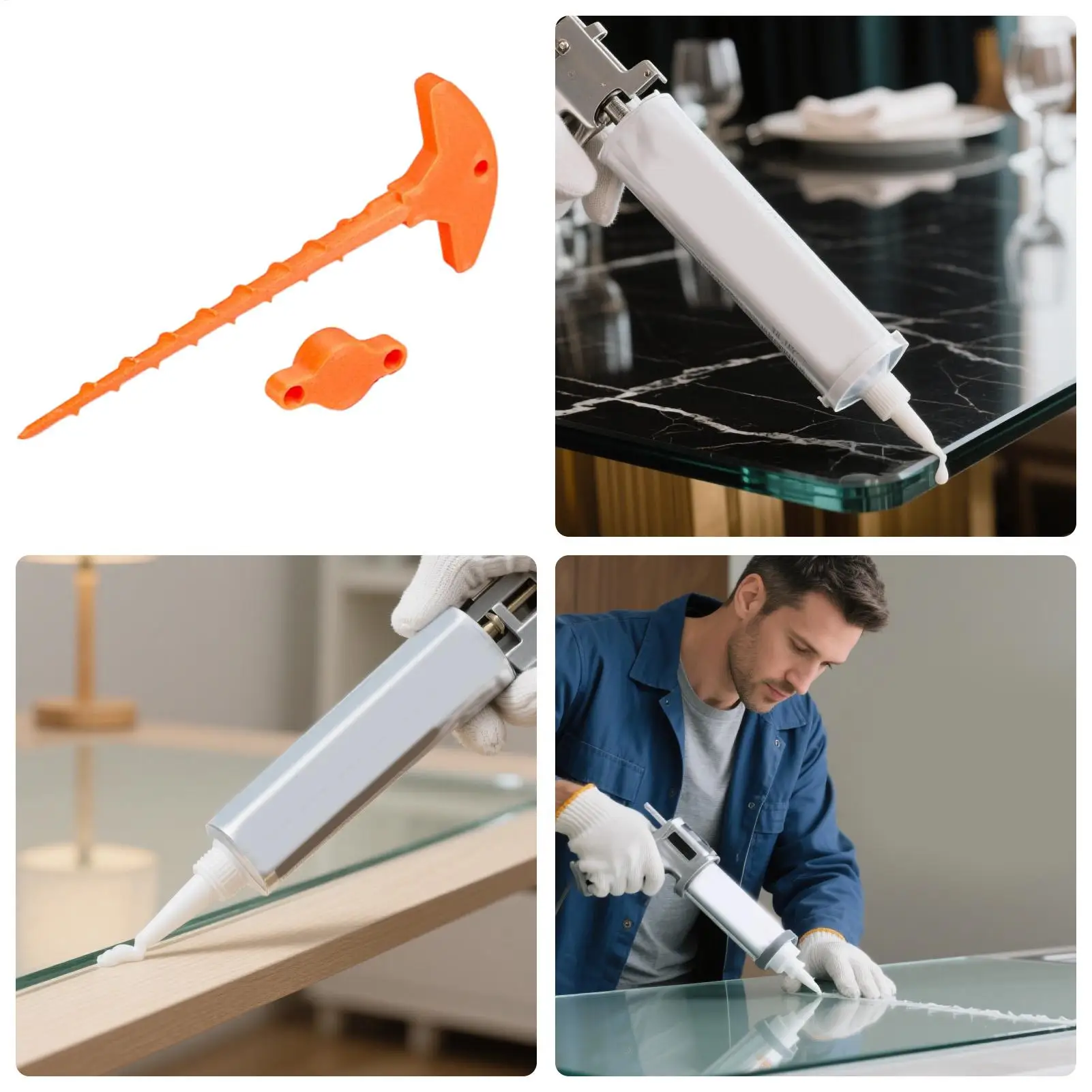 Sealant Nozzle Cleaner & Lid Caulk Plug Caulk Nozzle Tip Sealant Applicator Unclogger Prevents Drying For Glass Caulk Tubes