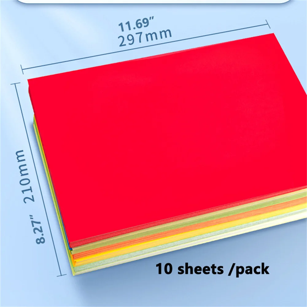10 แผ่น A4 สีสติกเกอร์กระดาษ, เลเซอร์อิงค์เจ็ทเครื่องพิมพ์เครื่องถ่ายเอกสารหัตถกรรมกระดาษที่มีสีสันป้ายกาว Matte พื้นผิวกระดาษสี