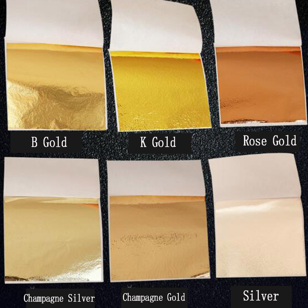 50 Uds. 8,5*8 cm arte artesanal imitación oro plata papel de aluminio hojas hojas doradas DIY artesanía decoración diseño papel hoja