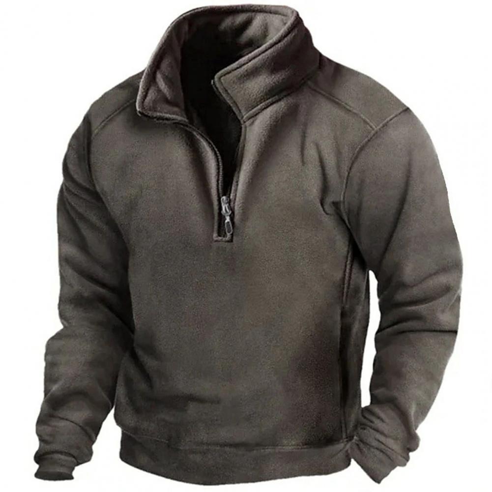 Veste d'extérieur en laine polaire pour hommes, combinaison de chasse, pull chaud avec fermeture éclair décorative, manteau coupe-vent, pull chaud de randonnée
