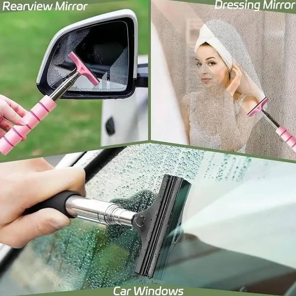 Portable Rainy Glass Window Cleaning Tool Wiper Extendable Handle Car Side Mirror Squeegee Telescopic Rearview Mirror Squeegee
