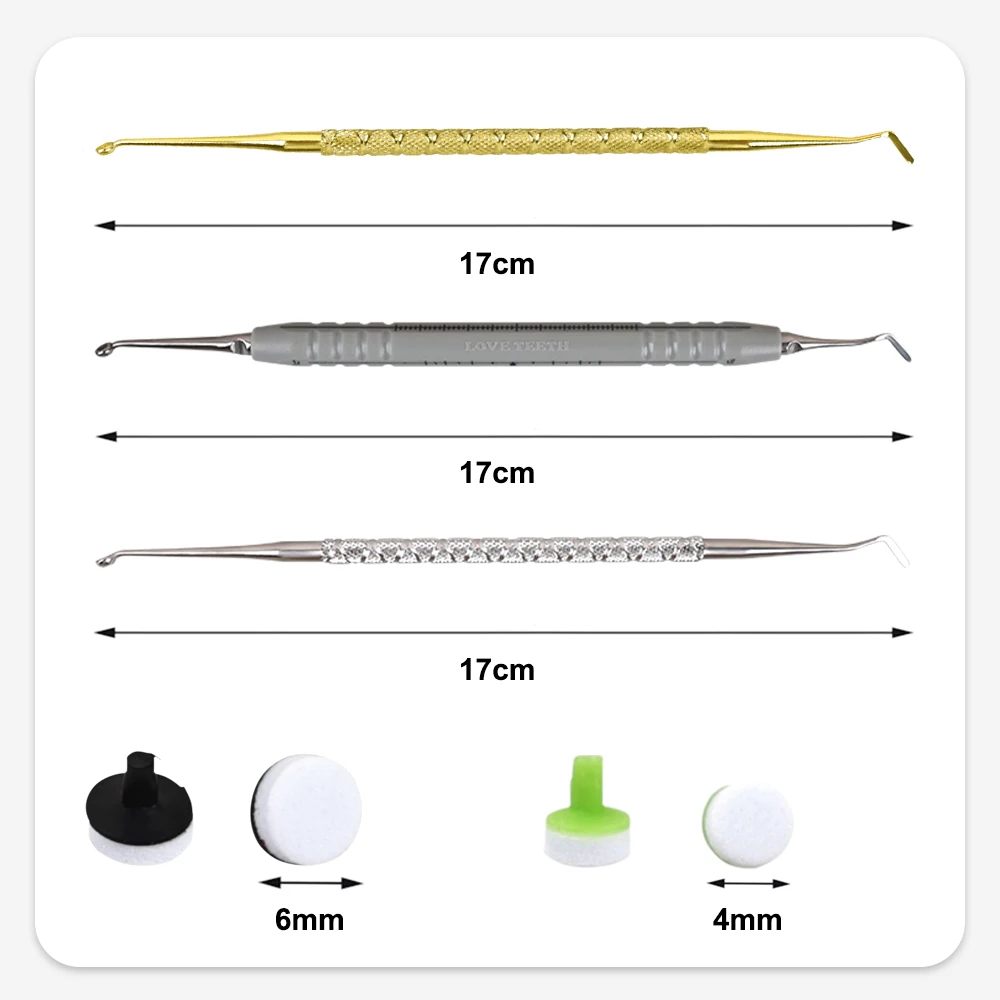 ทันตกรรมเรซิ่นบรรจุชุดเครื่องมือปั้นคอมโพสิต Cure ผู้ถือ Quick โฟม Pad Handle Trimmer Spatula