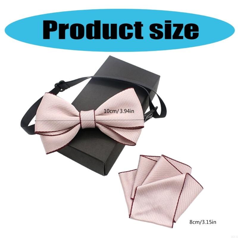 D0UB ESTILISH KIDS PRE ATIADO Bowtie con pañuelos bolsillo Set para fiestas ceremonia boda cumpleaños