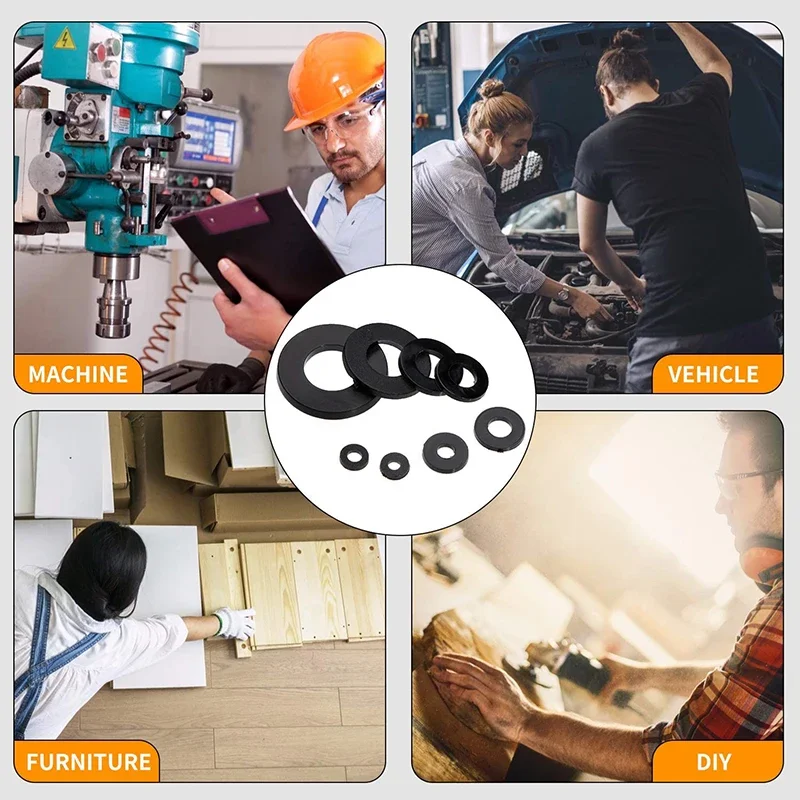 Set di assortimento piatto di rondelle in nylon da 500 pezzi con piastre di sicurezza di 8 dimensioni M2 M2.5 M3 M4 M5 M6 M8 M10 Rondelle di tenuta in nylon