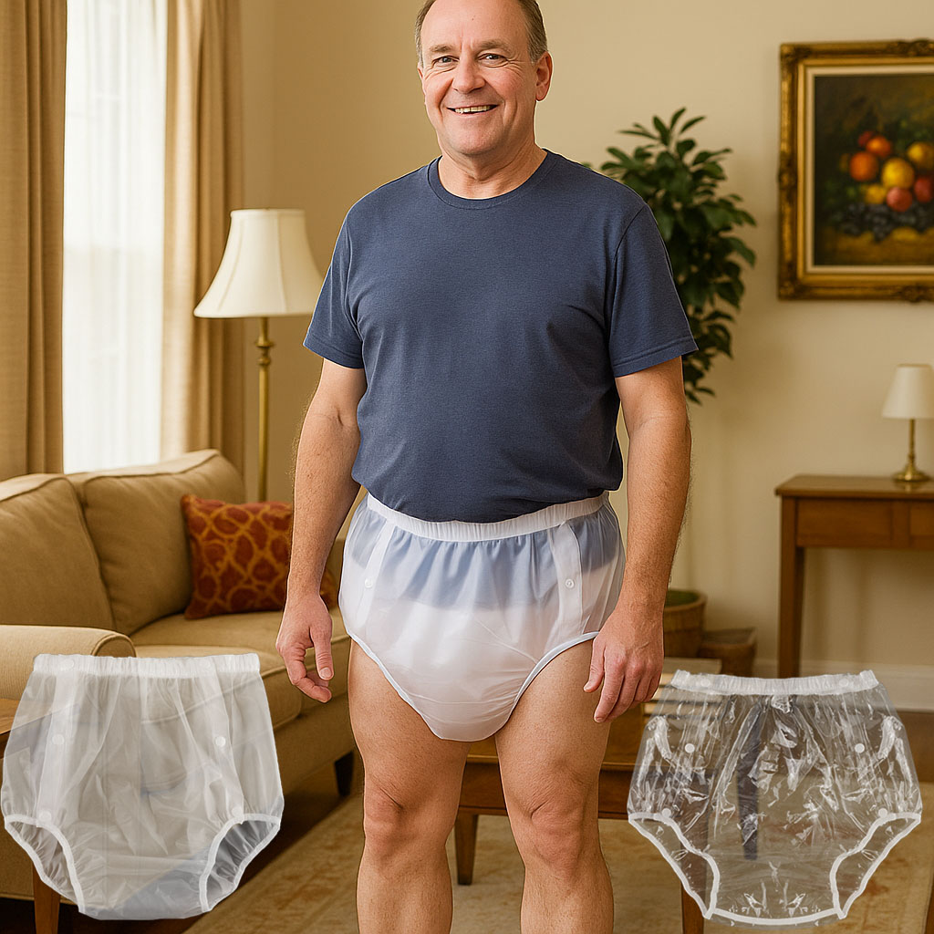 New Design Side Snap Button Sand Transparent Adult Diaper Reusable Washable Waterproof Underwear  Noiseless Outer/Inner Wear