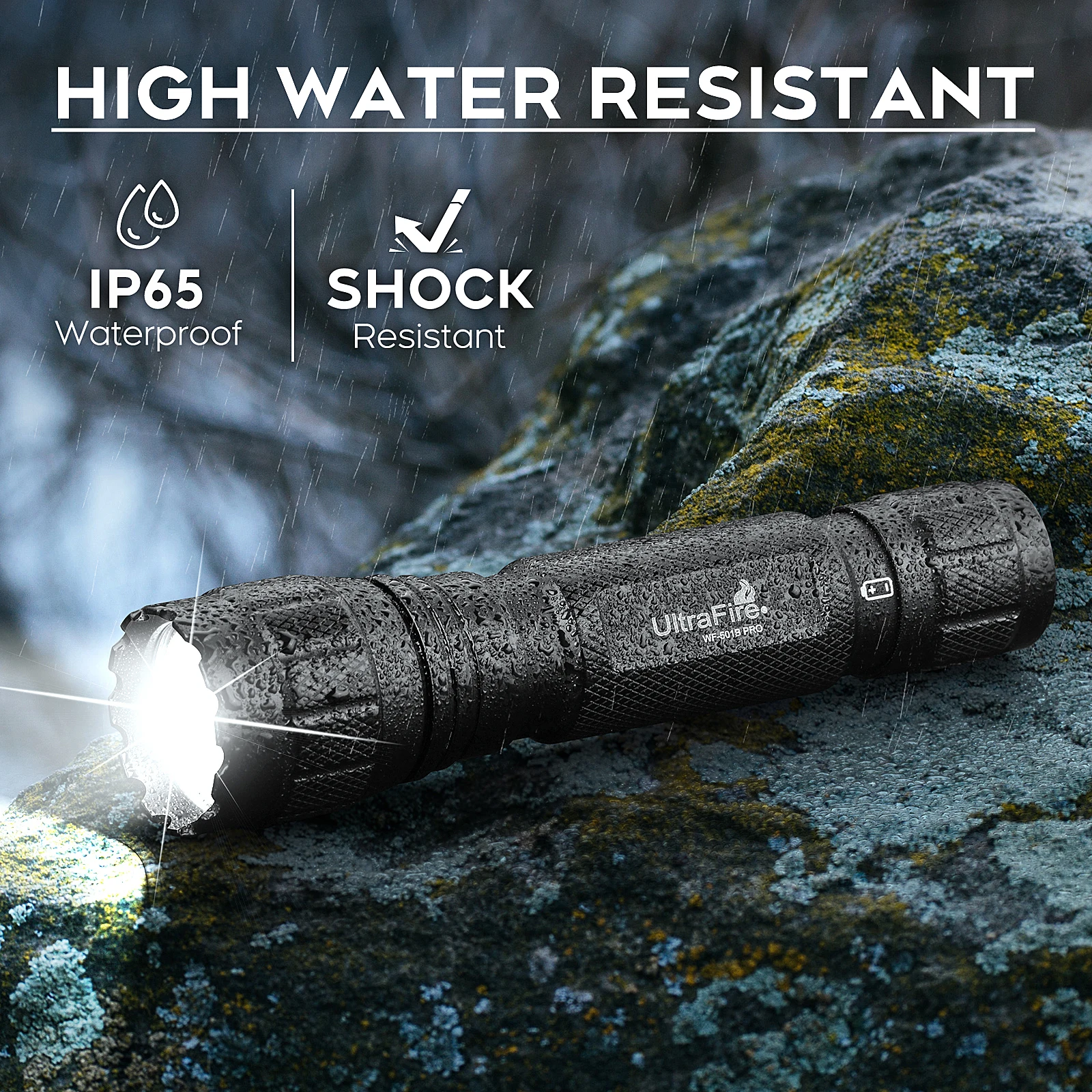 Linterna táctica militar UltraFire WF-501B Pro, portátil, recargable, LED, 1200 lúmenes, para caza al aire libre