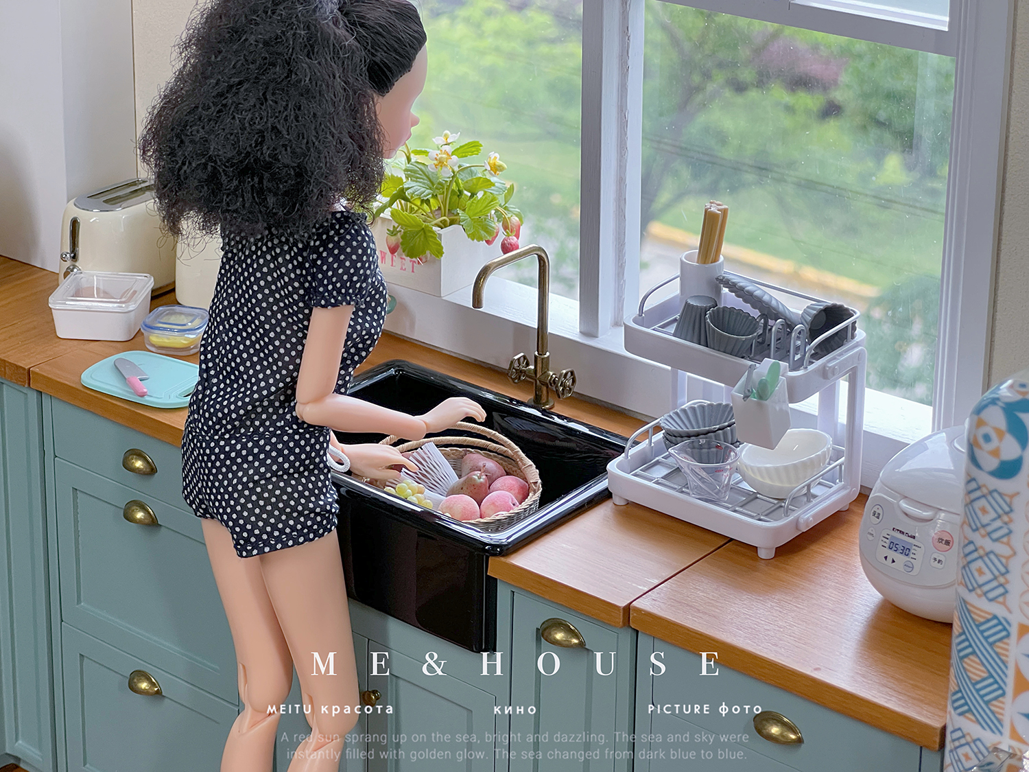 1/6 bjd ob11 muebles para casa de muñecas en miniatura Mini modelo cocina DIY fregadero/fregadero/grifo