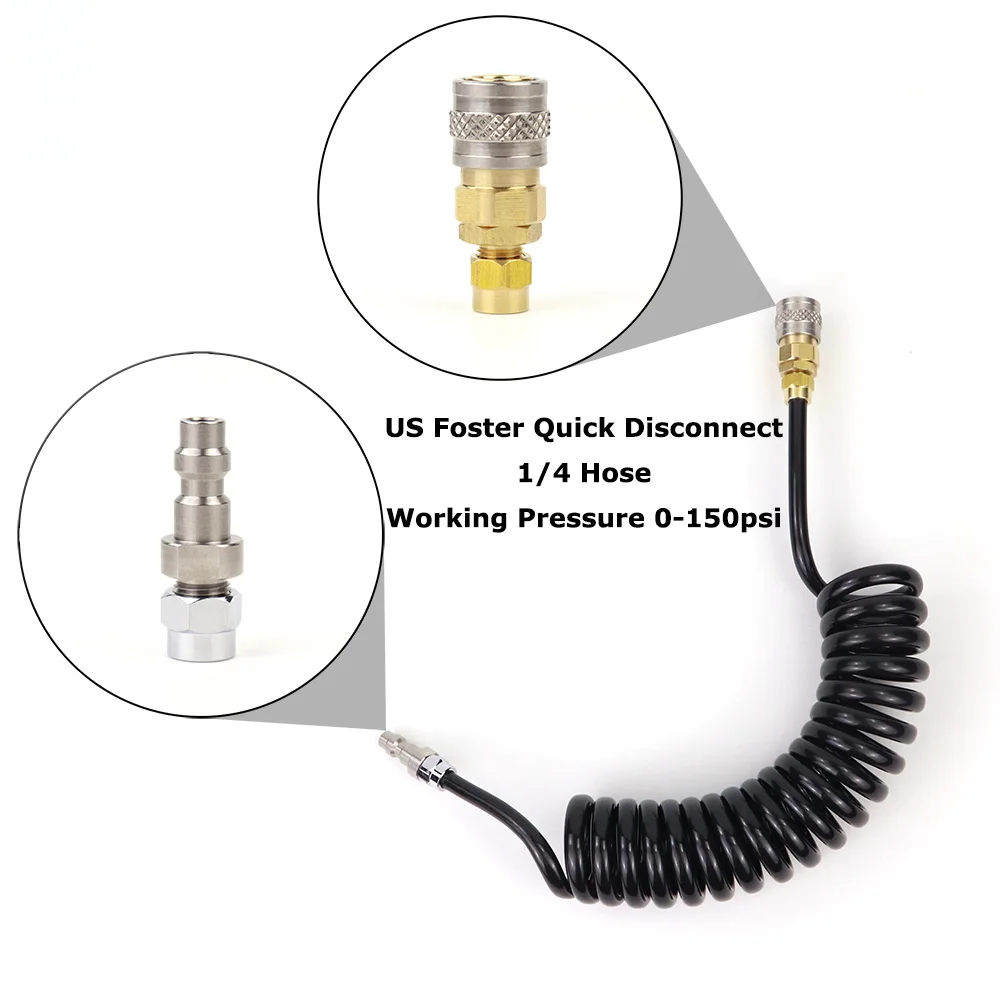 New HPA SLP Flex Air Hose Remote Line Whip Hose , Foster Quick Disconnect Coupler , Airsoft Low Pressure Max 150PSI