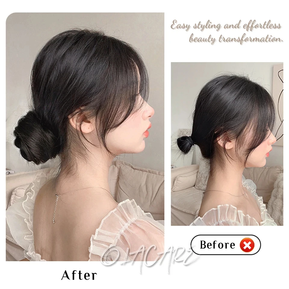 สังเคราะห์ผม Bun CURLY ตรงผม Messy Bun Scrunchies Updo ผมวงยืดหยุ่น Hairpieces สําหรับผู้หญิง Volume Fringe ปลอม
