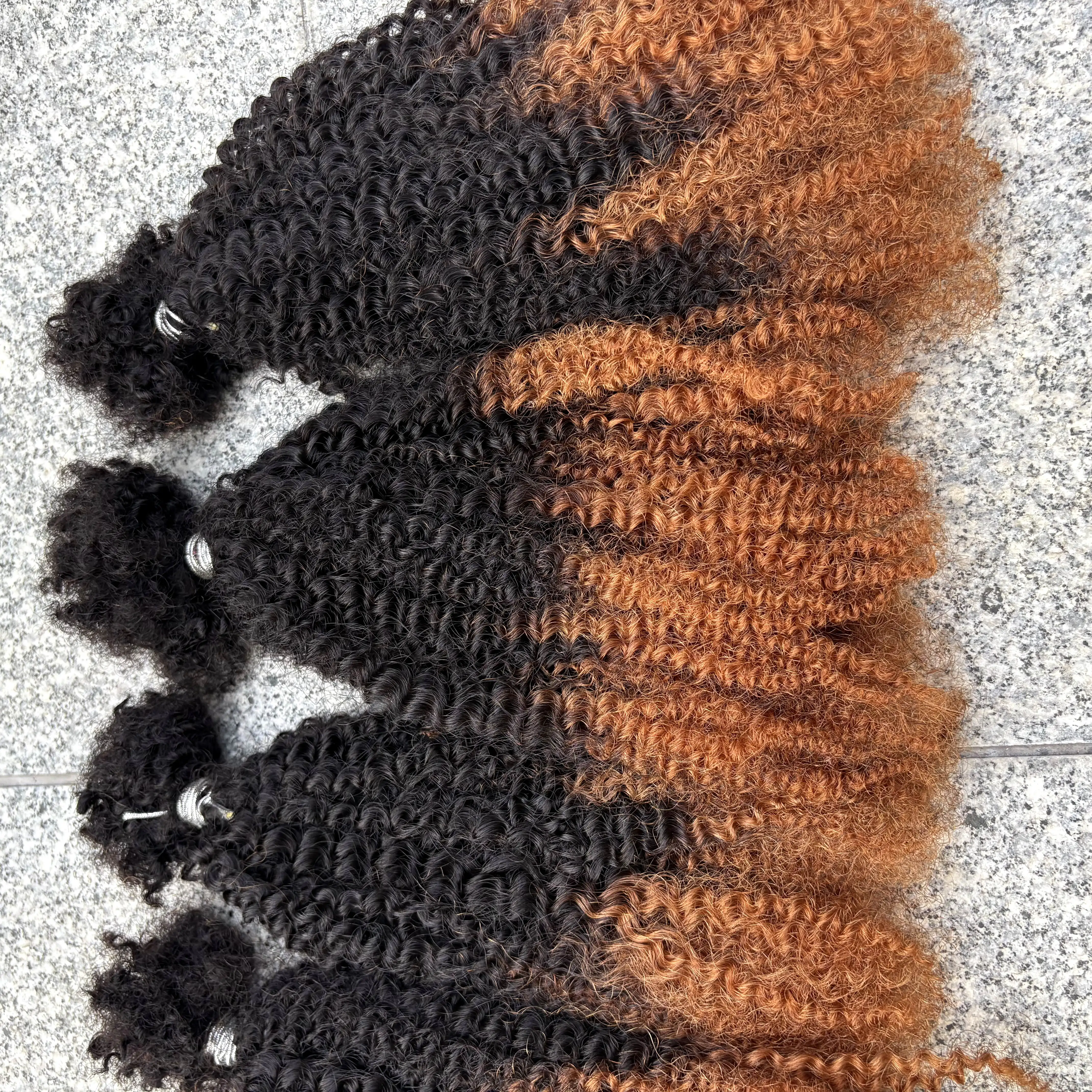 Extension de cheveux humains Afro crépus bouclés ombrés, sans trame, 16 pouces, 30g/paquet, pour Micro Locs permanents/torsions/brides/Mocs de réparation