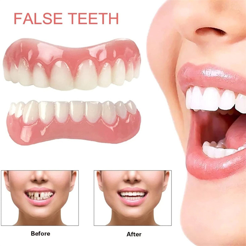 Falsche Zähne Silikon Obere Untere Veneers Perfekte Männer Frauen Dental Patches Hosenträger Für Simulierte Aufkleber Zähne Kieferorthopädische