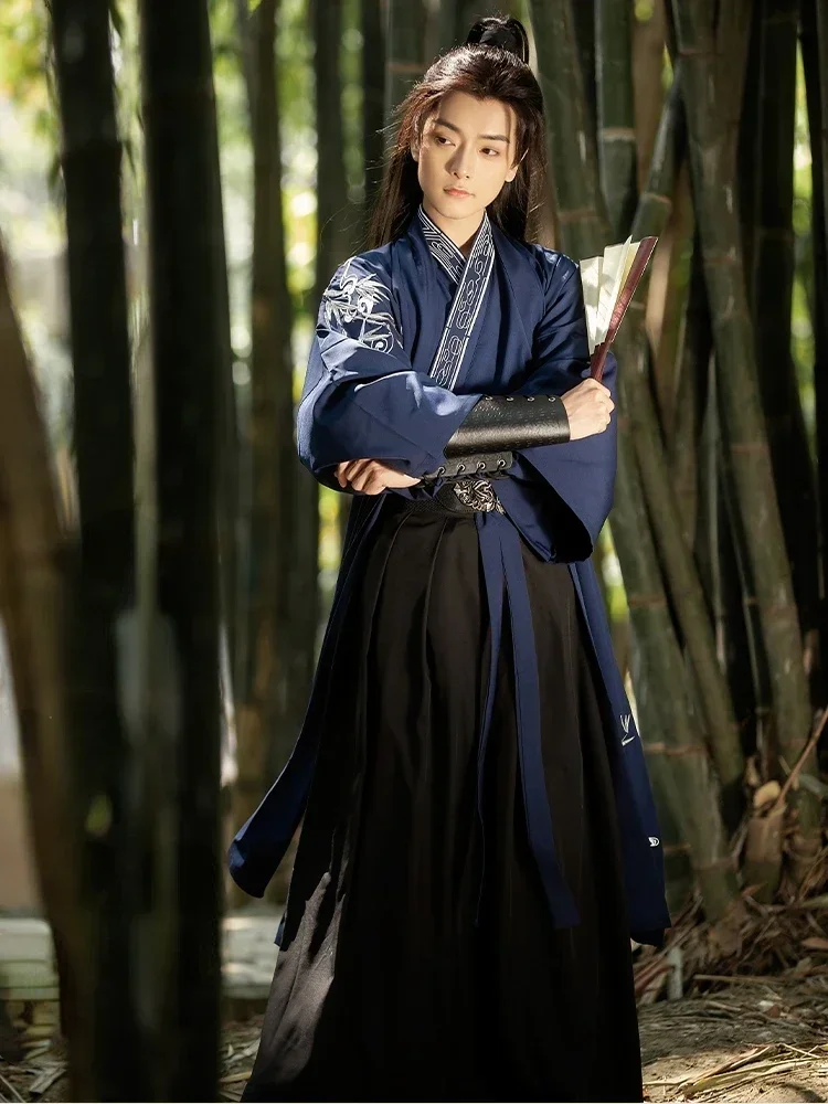 Roupas hanfu tradicionais chinesas homem espadachim antigo halloween cosplay traje preto desempenho de palco étnico hanfu outfit
