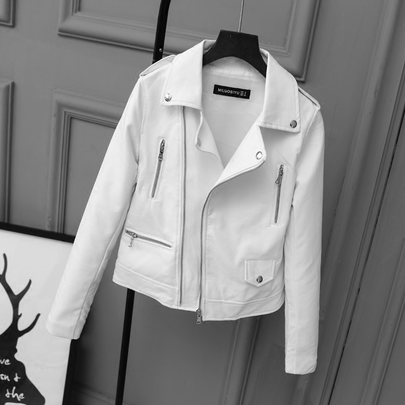 Fitaylor Blouson en similicuir PU femme, vêtement d'extérieur décontracté, blanc, motard, punk, printemps automne 2022