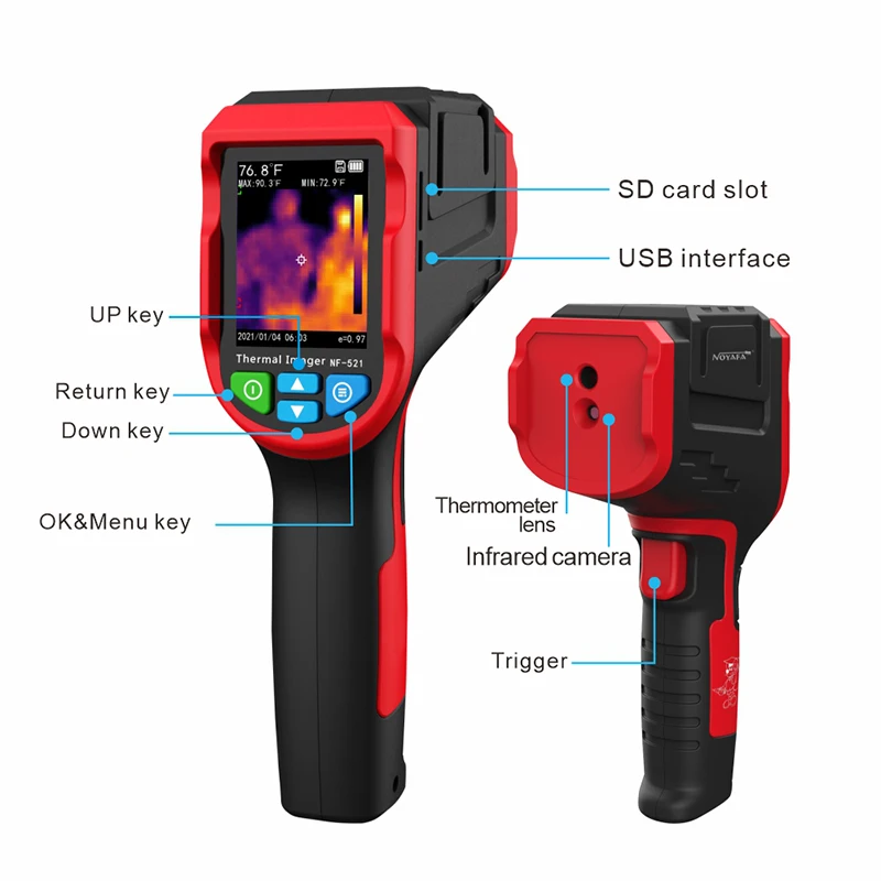 Noyafa Nf 521 Termocamera a infrarossi portatile Risoluzione 340x240 Imaging Sensore da 1024 Pixel Termometro rilevatore di riscaldamento a pavimento