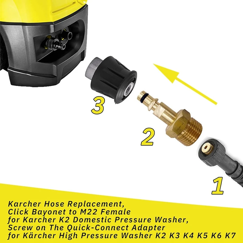 เครื่องฉีดน้ําแรงดันสูง Quick Connect Adapter สําหรับ Karcher K2-K7 Series ทองเหลือง M22 14 มม.ท่อเชื่อมต่อ Quick Release Adapter
