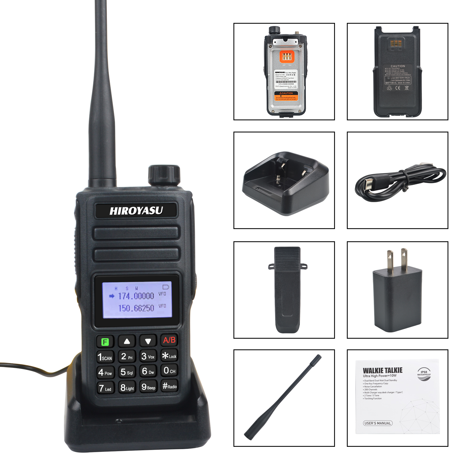 HIROYASU 10W Walkie Talkie TH-UV99 UHF VHF Dual Band  Dual Watch IP68 Waterproof Wireless Frequency Copy FM Ham Radio