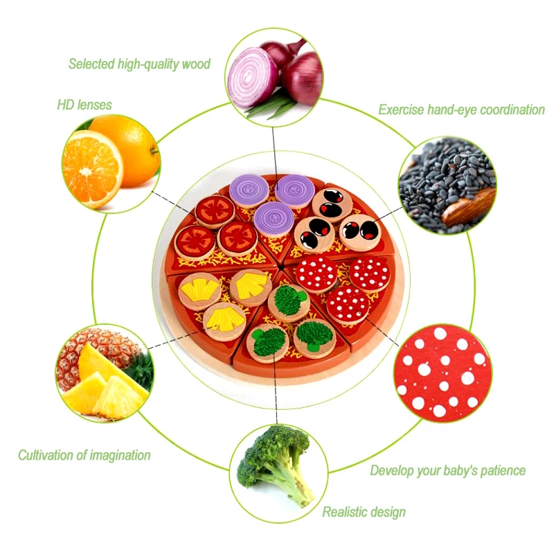 Gỗ Chất Lượng Cắt Và Cắt Thấy Pizza Bánh Trẻ Em Bánh Bếp Nhà Chơi Đồ Chơi Mô Phỏng Trẻ Em Đầu Bếp đồ Chơi