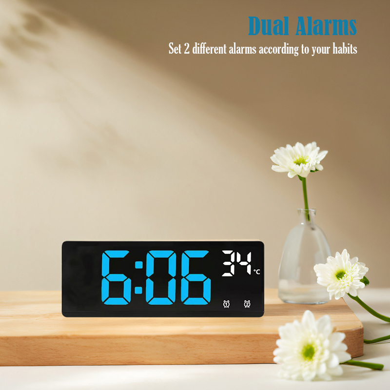 Despertador digital relógio de viagem com temperatura relógio de mesa grande display para quarto escritório cozinha decoração casa