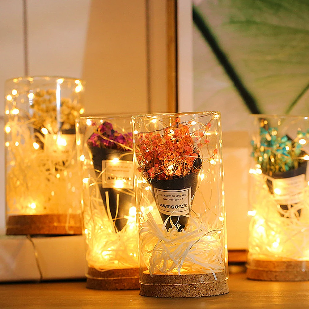 ไฟ LED นางฟ้าจิ๋วไฟคริสมาสต์ยาว1ม. 2ม. 3M 5ม. สายทองแดง lampu tidur หลอดไฟประดับแบบสายกันน้ำสำหรับงานแต่งงานงานปาร์ตี้คริสต์มาสพวงมาลัย
