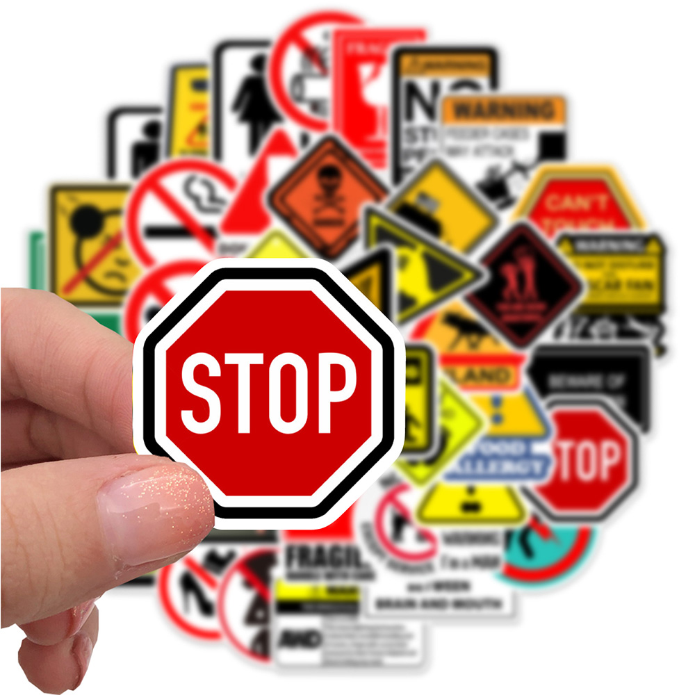 10/30/50 pçs adesivos de advertência perigo proibição skate geladeira guitarra portátil motocicleta viagem brinquedo clássico legal decalques adesivo