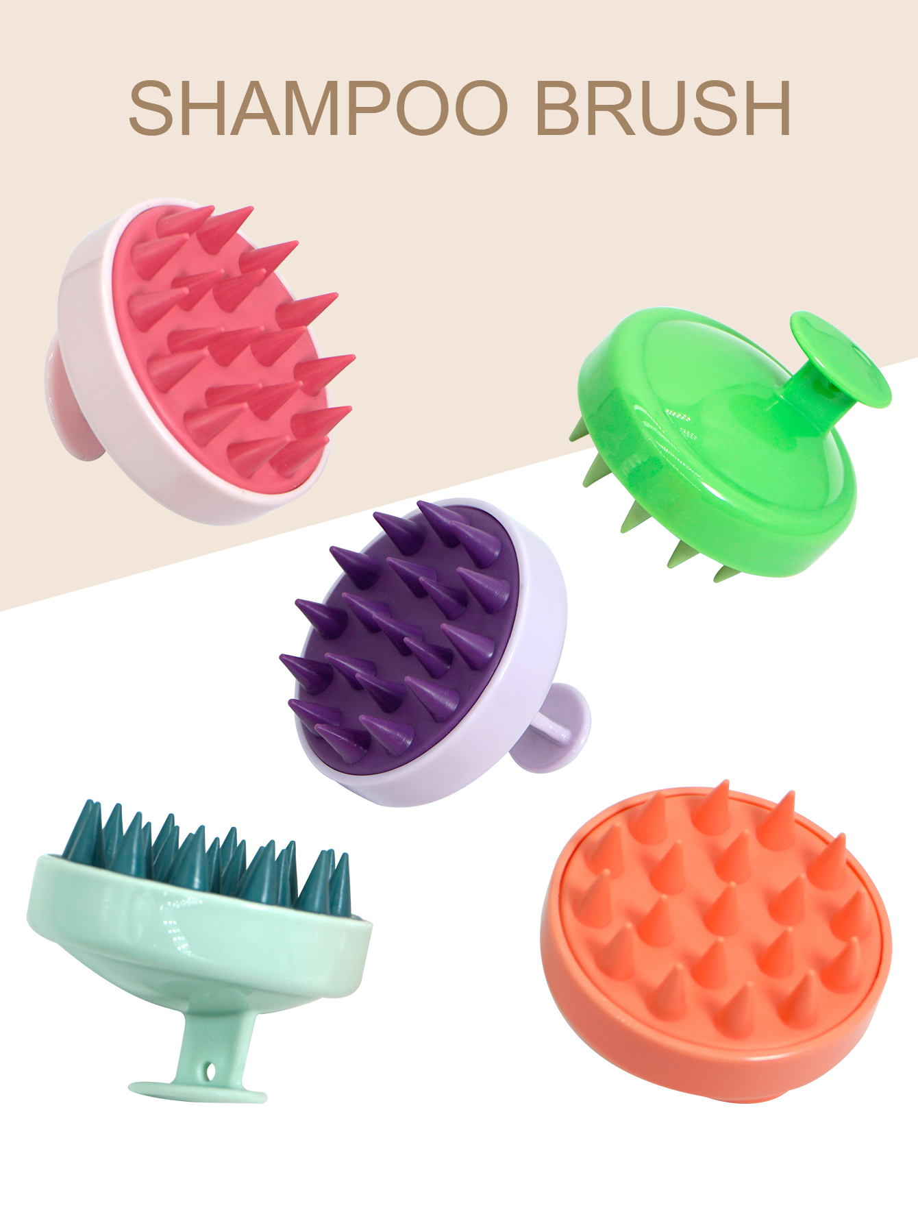 Silicone Shampoo Scalp Massagem Escova, Massageador de cabelo, Cabeça Corpo Scalp Comb, Magic Handle, Spa Escova