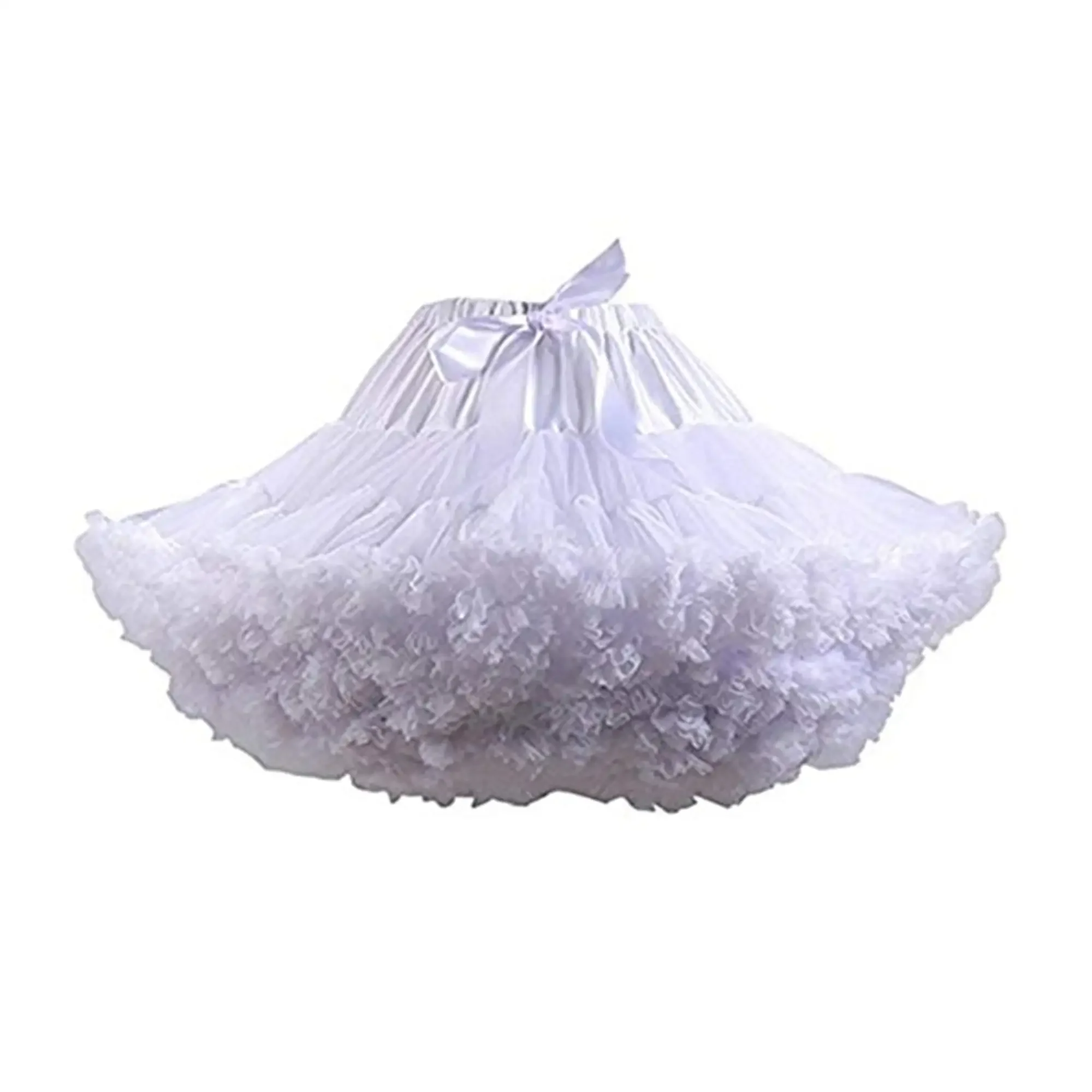 Lowest Pirce Womens 2-Layered Pleated Tulle Petticoat White Black Tutu Puffy Party Cosplay Skirt Lolita Cosplay Bridal Crinoline