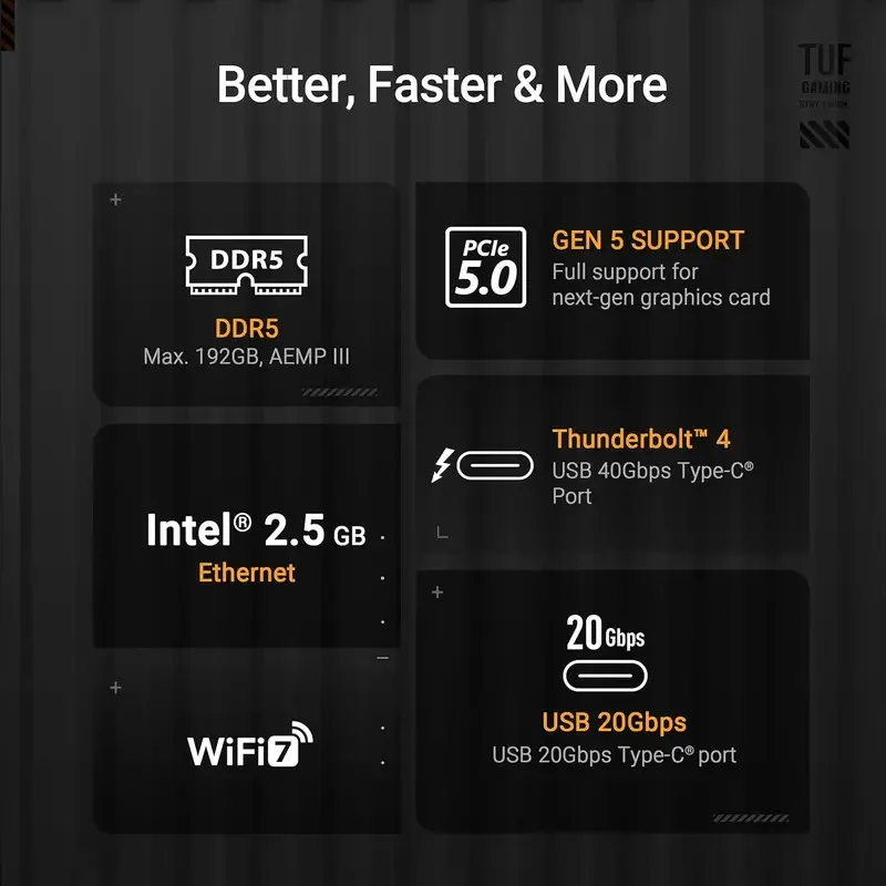 TUF Gaming Z890-PLUS WiFi Intel Core Ultra Series 2 Ready Advanced AI PC-Ready DDR5 LGA 1851 ATX Motherboard for Desktop New