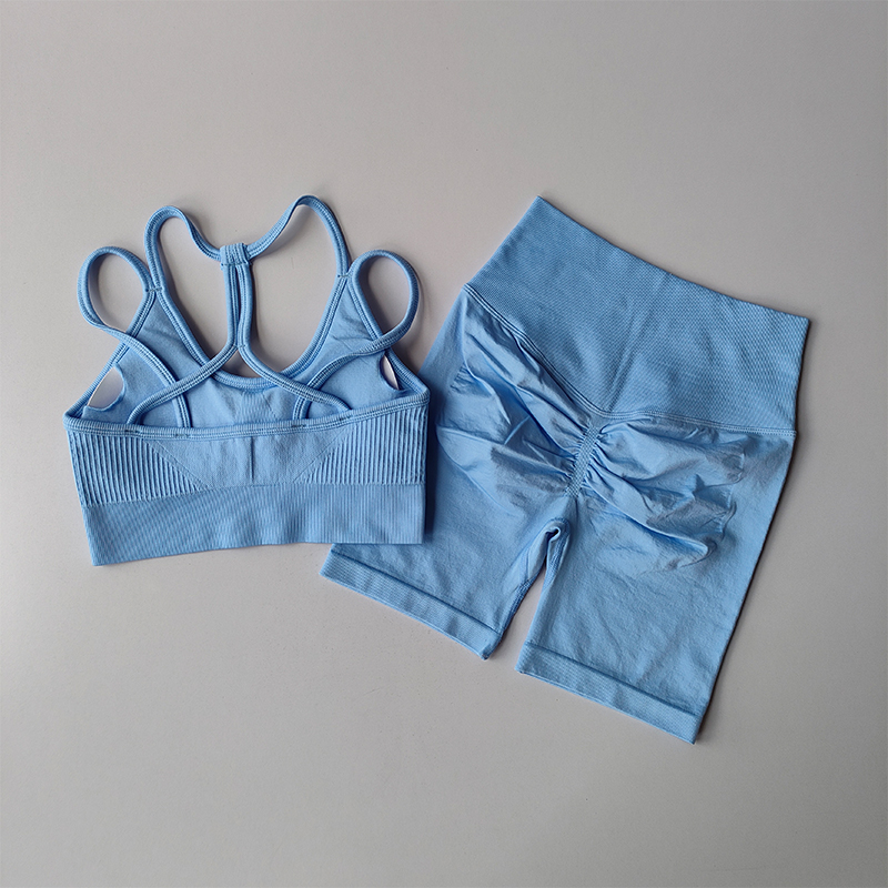 Conjunto deportivo de cintura alta color melocotón para levantamiento de cadera, ropa de Yoga de secado rápido a prueba de golpes, pantalones para correr, conjunto de dos piezas para Fitness, 3/4