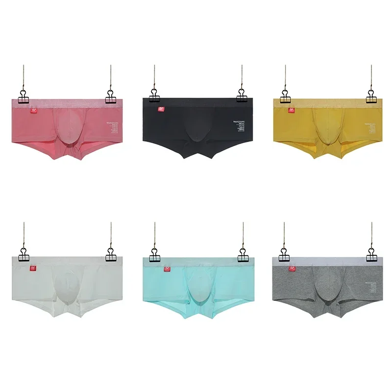 1/2 piezas de ropa interior con frente abierto para hombre, Boxer Sexy de algodón para hombre, pantalones cortos, bragas, bolsa transpirable, calzoncillos con bulto para hombre