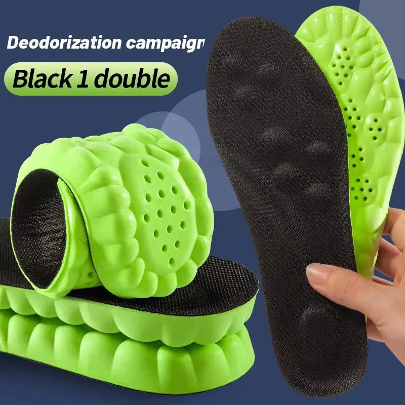 4D กีฬาพื้นรองเท้า Super Soft รองเท้าสําหรับฟุต Shock Absorption ตะกร้ารองเท้า Arch Support Orthopedic Inserts