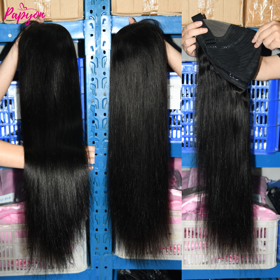 Parrucca diritta senza colla 6x4 Capelli umani 4x4 pronti da indossare Parrucche frontali con chiusura in pizzo trasparente prepizzicate per le donne