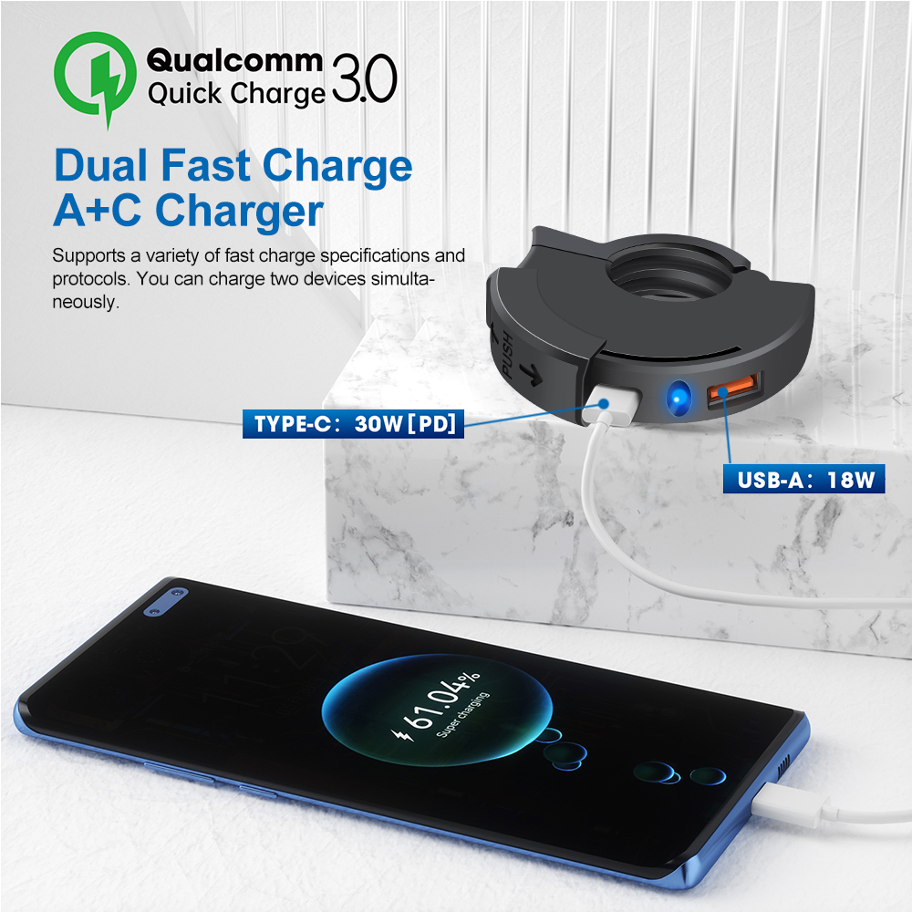Зарядное устройство USB TYPE-C для мотоцикла, PD QC3.0, руль, быстрая зарядка, 12/24 В, водонепроницаемый монтажный кронштейн на руль, зарядное устройство для камеры и телефона