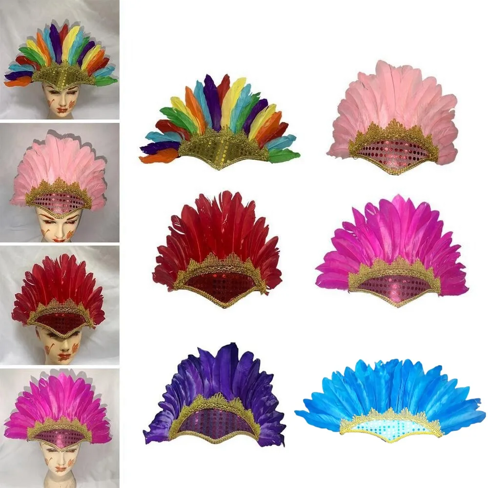 Tocado de plumas de colores montado en la cabeza, tocado de cabeza ajustable, vestido de lujo, fiesta, nuevo