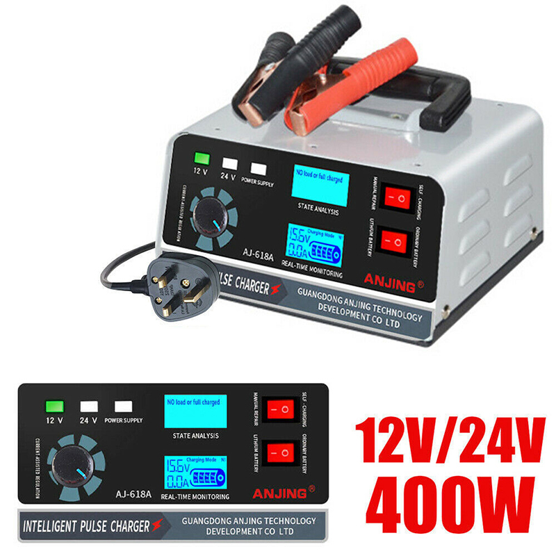 Auto 400W 40A Slimme Batterijlader 12V/24V Automotive Batterijlader Trickle Smart Pulse Reparatie voor Auto Vrachtwagen Boot Motor