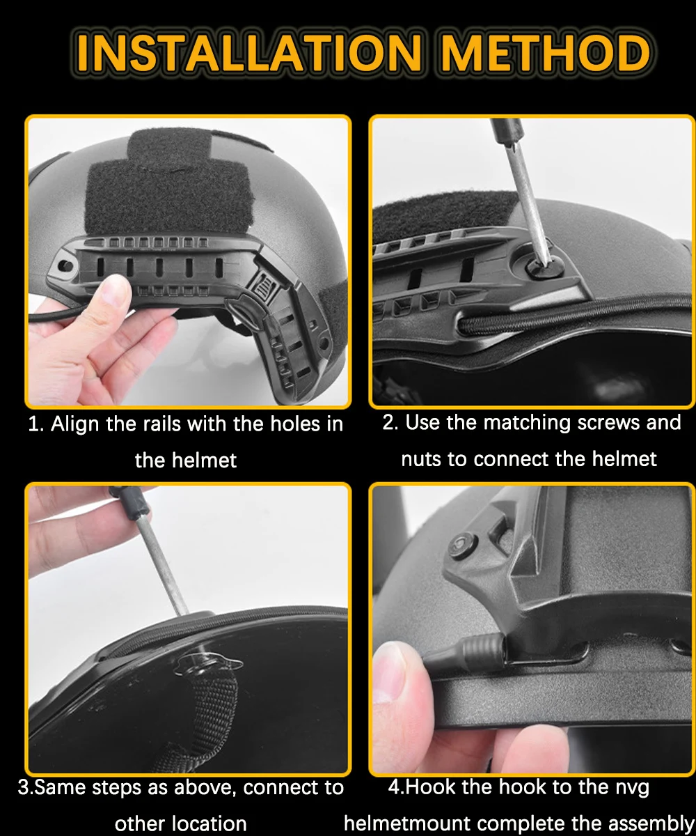 FAST HELMET Rail Mount COMBAT HELMET ARC ด้านข้างรางชุดล่าสัตว์ Paintball Airsoft หมวกกันน็อกอุปกรณ์เสริม