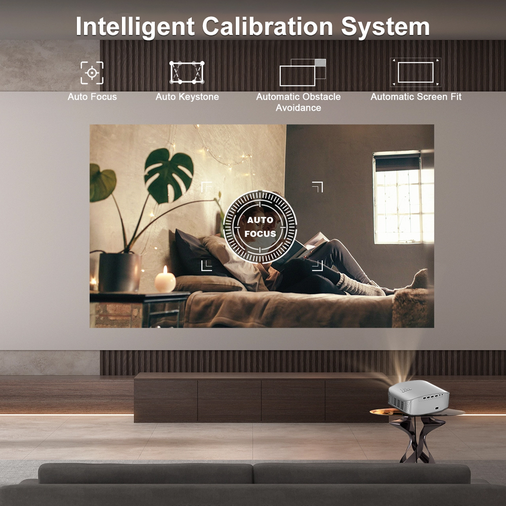 Alincoo-proyector de haz D7W, Mini proyector portátil de vídeo 4K, enfoque automático, Full HD 1080P, cine en casa inteligente