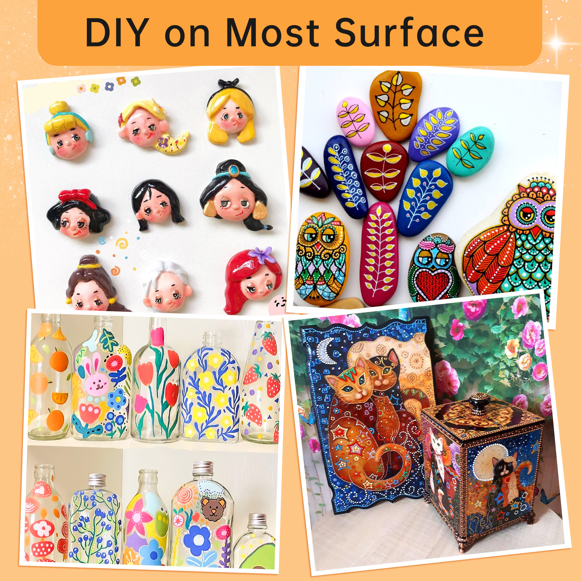 6/12/24 Colors Metallic Paint Markers Pens Round/Brush Dual Tip Glitter Doodle Dazzle Drawing Pens for Easter Egg Stone Art Pen