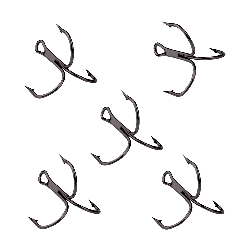 PROBEROS 20 ชิ้น/ล็อตสีดํา High Carbon Treble Hooks Super Sharp Solid ขนาด 2 # -14 #   ขายส่งตะขอปลาเหล็กหนามสามชั้น