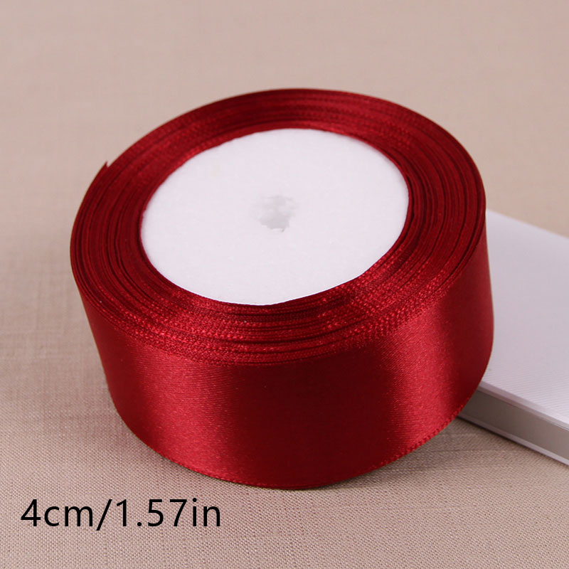(25 ヤード/ロール) ワインレッド片面サテンリボン卸売ギフトラッピングクリスマス新年アパレル縫製生地ギフトリボン