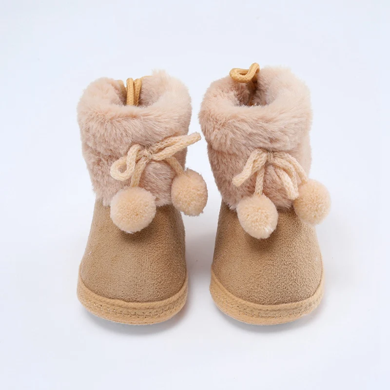 Botas de neve peludas de inverno Baywell – Sapatos de primeiros caminhantes com sola macia para bebês meninas de 0 a 18 meses