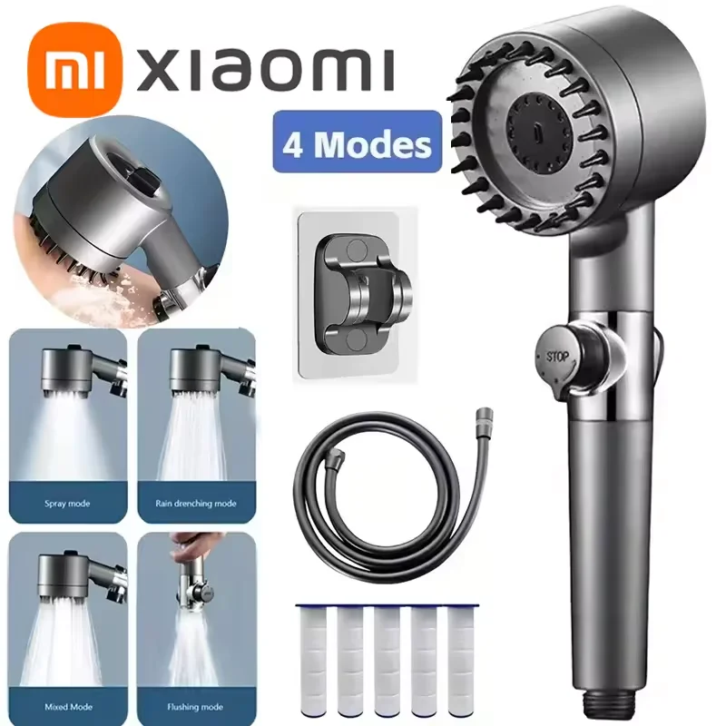 Комплект душевой насадки Xiaomi, душевая насадка высокого давления, душ для ванной комнаты высокого давления, 3 режима, регулируемый спрей с массажным фильтром для воды