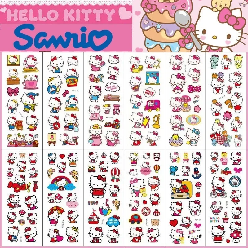 12PCS Kawaii 헬로 키티 버블 스티커 3D 장식 데칼 귀여운 어린이 보상 푹신한 스티커 편지지 용품 어린이 장난감