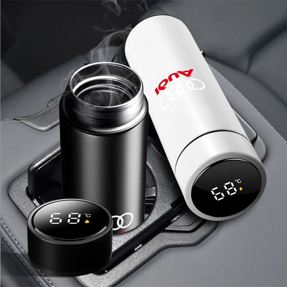Botella termo inteligente con pantalla de temperatura, taza inteligente con aislamiento al vacío de acero inoxidable 304 para Audi S Line A1 A2, 1 ud.