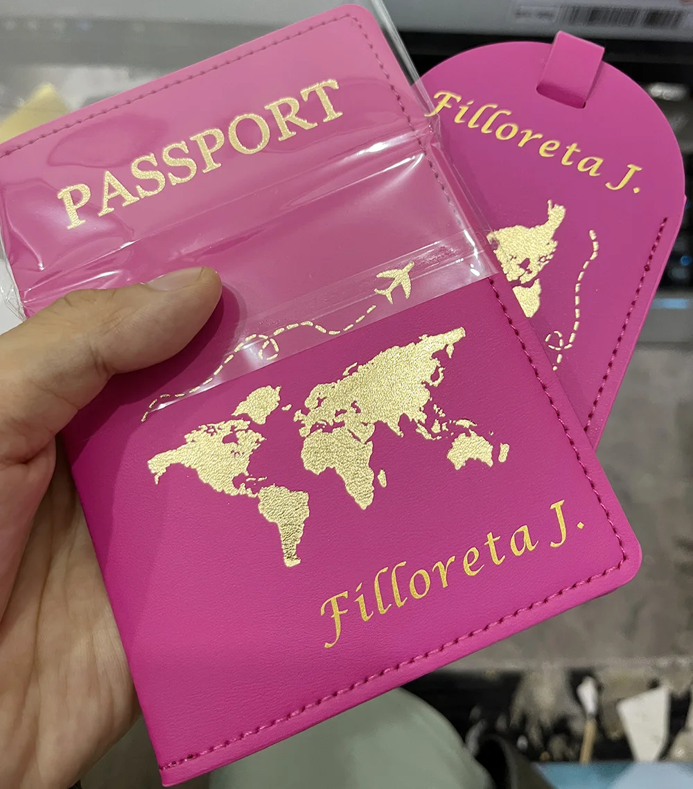 パーソナライズされたパスポートカバー EU 地図かわいい地図パスポートケース荷物タグ付きトラベルウォレットオーガナイザートラベルアクセサリー