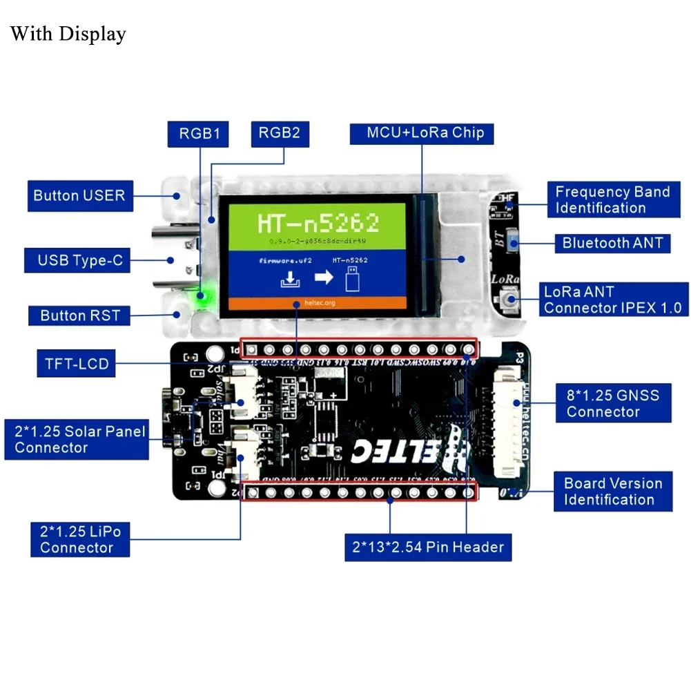 Heltec Mesh Node T114 LoRa + BLE 868 МГц 915 МГц nRF52840 SX1262 TFT-дисплей с низким энергопотреблением для Arduino Meshtastic