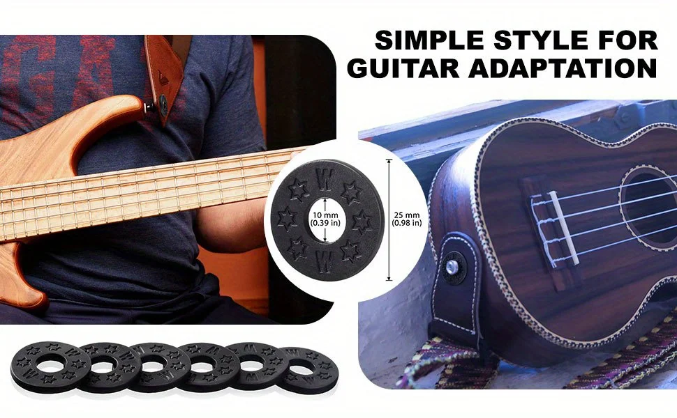 Serrature professionali per tracolla in gomma da 10 pezzi per chitarra elettrica e basso - Serrature per tracolla per chitarra sicure e sicure con guarnizione e rondella