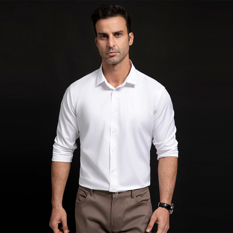 Nuove camicie da uomo antirughe Camicie eleganti a maniche lunghe per camicia slim fit Camicetta da lavoro sociale Camicia da ufficio bianca S-6XL