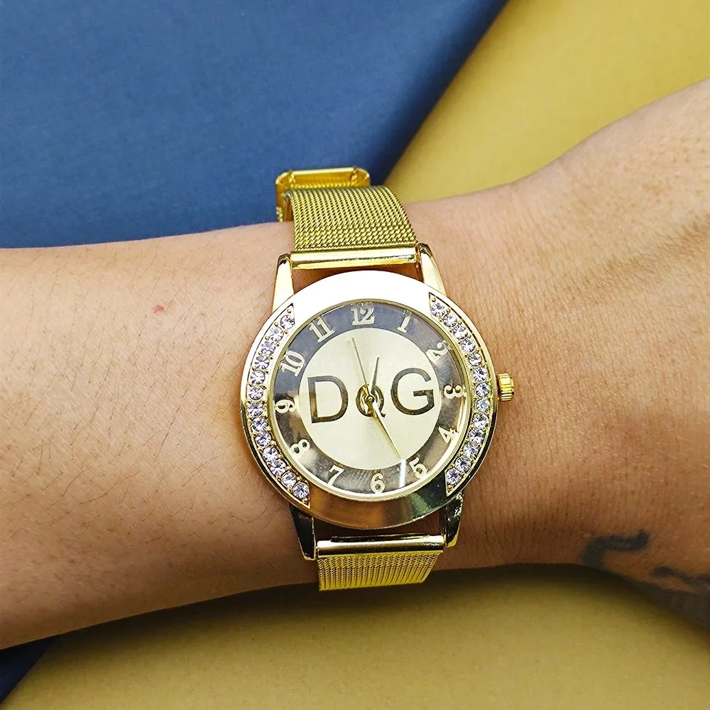 2025Hotขายยุโรปแฟชั่นนาฬิกาผู้หญิงแบรนด์หรูDQGควอตซ์นาฬิกาReloj Mujer Casualสแตนเลสสุภาพสตรีนาฬิกา